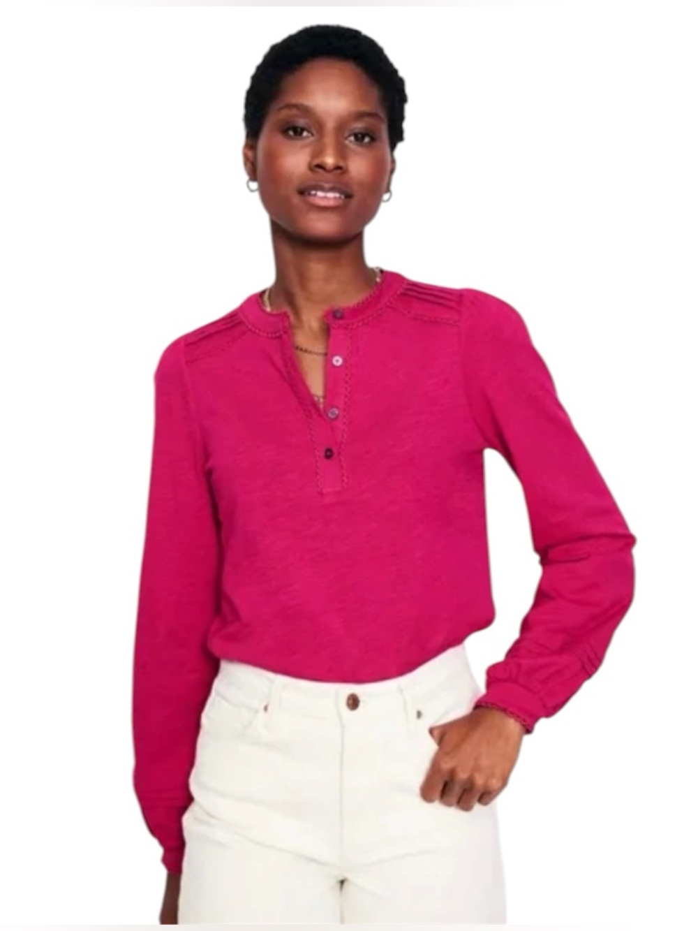 Boden pink Henrietta pintuck long sleeve top 20/22